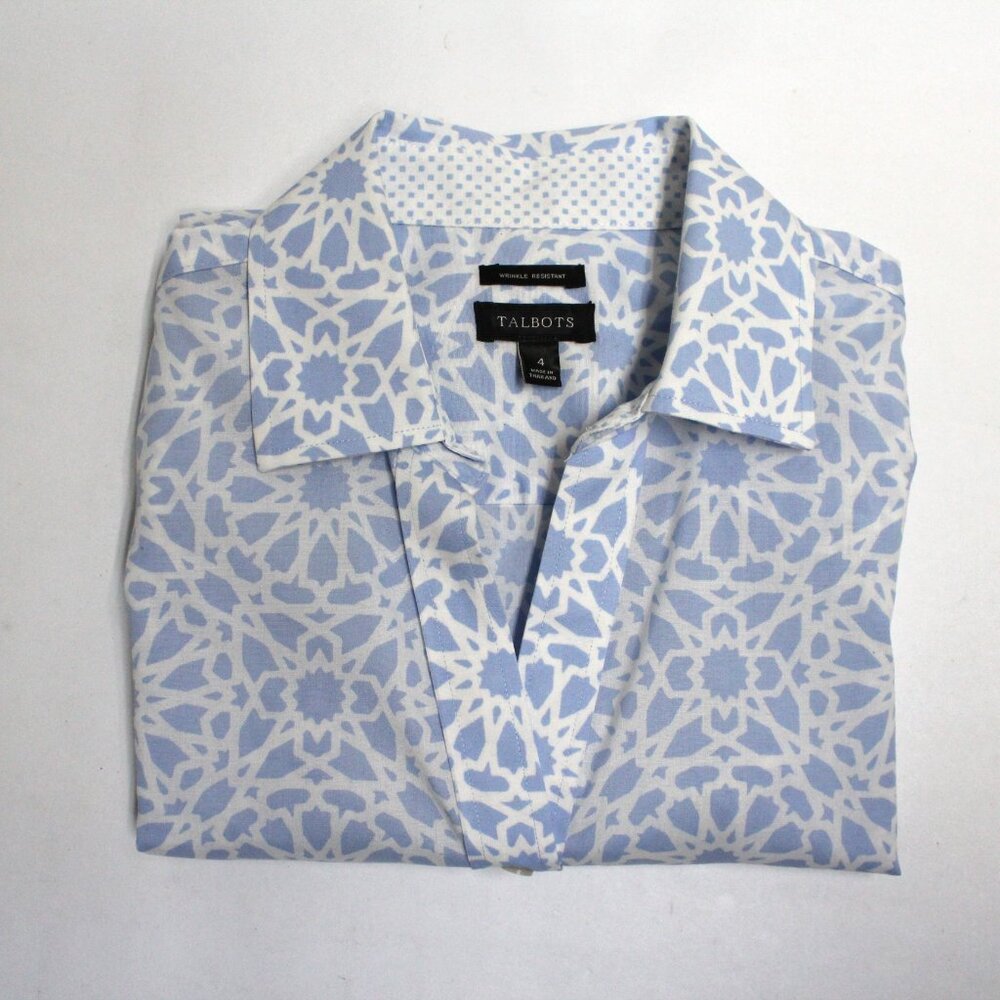 Talbots Size 4 Womens Sleeveless Button Down Blouse Shirt With Collar - Picture 9 of 9
